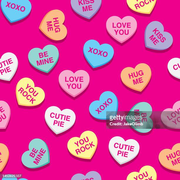 stockillustraties, clipart, cartoons en iconen met candy hearts pattern - online dating