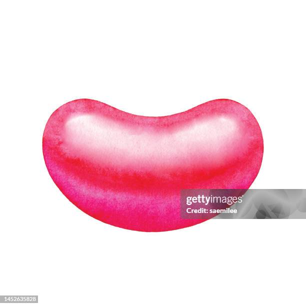 aquarell red jelly bean - bean illustration stock-grafiken, -clipart, -cartoons und -symbole