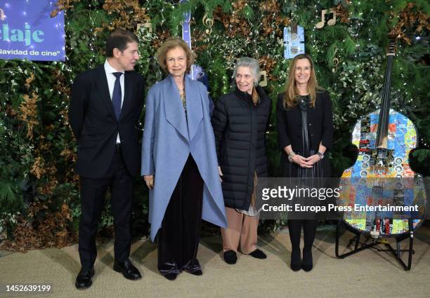 Queen Sofia, honorary president of the Protector Committee of 'La Musica del Reciclaje', accompanied by her sister, Princess Irene of Greece and...
