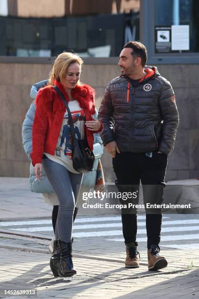 Rocio Carrasco and Fidel Albiac leaving a lunch with colleagues on December 22 in Madrid, Spain.