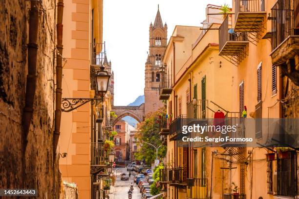 palermo, sicily's capital city in italy - palermo sicilien bildbanksfoton och bilder