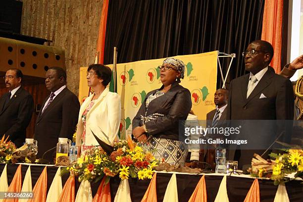 Michel Sidibe Executive chairperson of UNAIDS; Zimbabwe Prime Minister Morgan Tsvangirai, United Nations Commissioner for Human Rights Ms Navanethem...