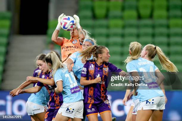 Melissa Barbieri of Melbourne City catches the ball during the round seven A-League Women's match between Melbourne City and Perth Glory at AAMI...