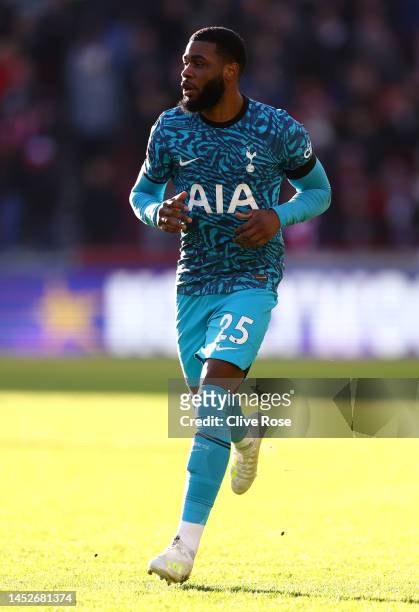 Japhet Tanganga of Tottenham Hotspur during the Premier League match between Brentford FC and Tottenham Hotspur at Brentford Community Stadium on...
