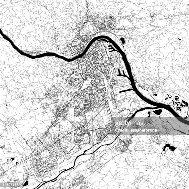 linz, austria vector map - danube stock illustrations
