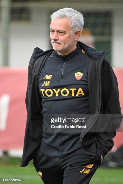 Roma coach Josè Mourinho during a training session at Centro Sportivo Fulvio Bernardini on December 27, 2022 in Rome, Italy.