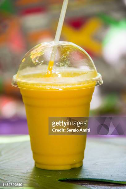 papaya, pineapple and ginger smoothie - mango juice stockfoto's en -beelden