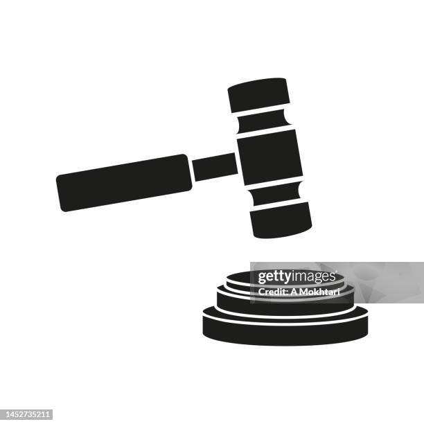 judge gavel icon. - hammer logo stock illustrations