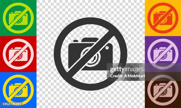 prohibited photo icon set. - no photographs sign stock illustrations
