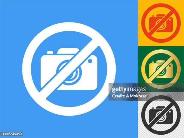prohibited photo icon set. - no photographs sign stock illustrations