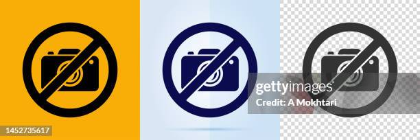 prohibited photo icon set. - no photographs sign stock illustrations