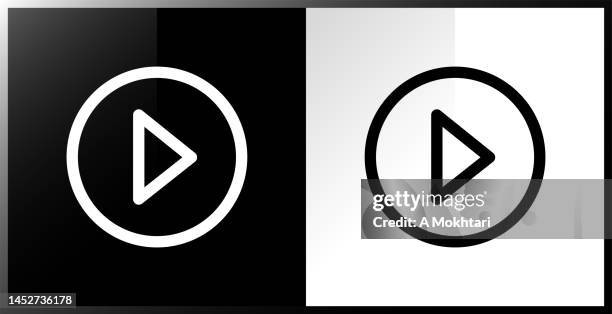 play button icon on black background and white background. - white play button stock illustrations