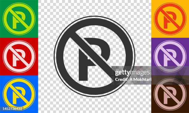 prohibited parking icon set. - pedestrian area stock illustrations