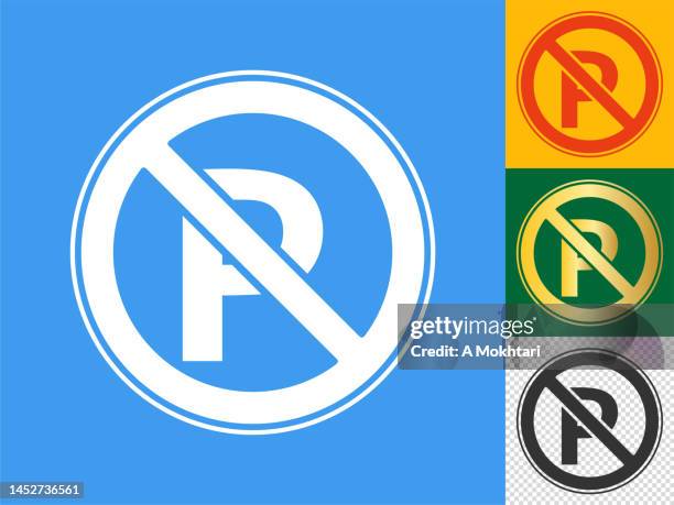 prohibited parking icon set. - pedestrian area stock illustrations