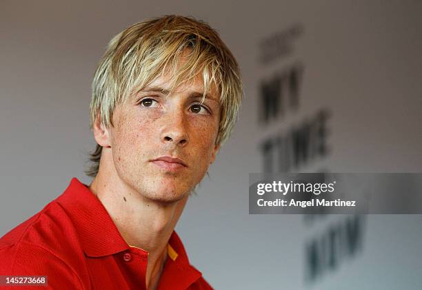 Fernando Torres of Spain attends a press conference at Puerta America Hotel on May 25, 2012 in Madrid, Spain.