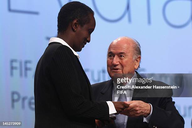 President Joseph S. Blatter welcomes Lydia Nsekera, Executive Committee co-opted Member and President of the Burundi Football Federation to the FIFA...