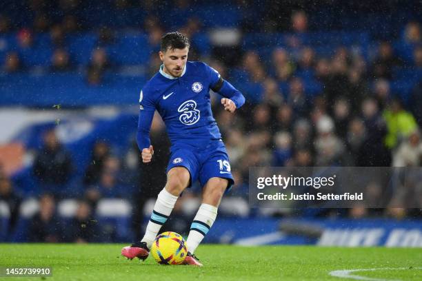 Mason Mount of Chelsea scores their side's second goal during the Premier League match between Chelsea FC and AFC Bournemouth at Stamford Bridge on...