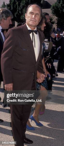 Robert Duvall and wife Sharon Brophy attend 41st Annual Primetime Emmy Awards on September 17, 1989 at the Pasadena Civic Auditorium in Pasadena,...