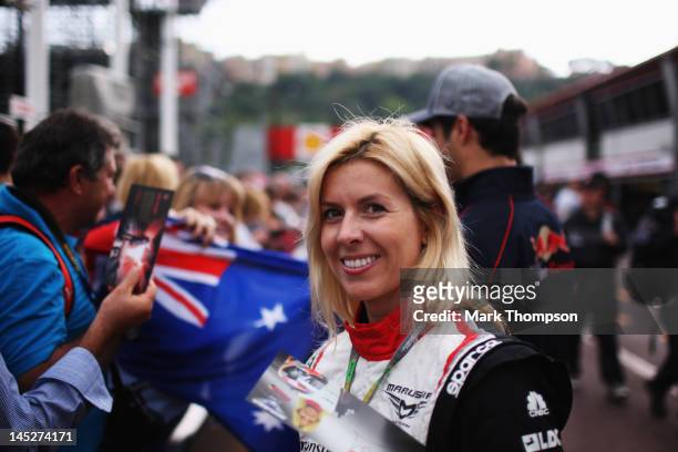 Maria de Villota of Spain and Marussia signs autographs for fans during previews to the Monaco Formula One Grand Prix at the Monte Carlo Circuit on...