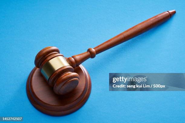 high angle view of gavel hammer with copy space,malaysia - equal justice concept stock pictures, royalty-free photos & images