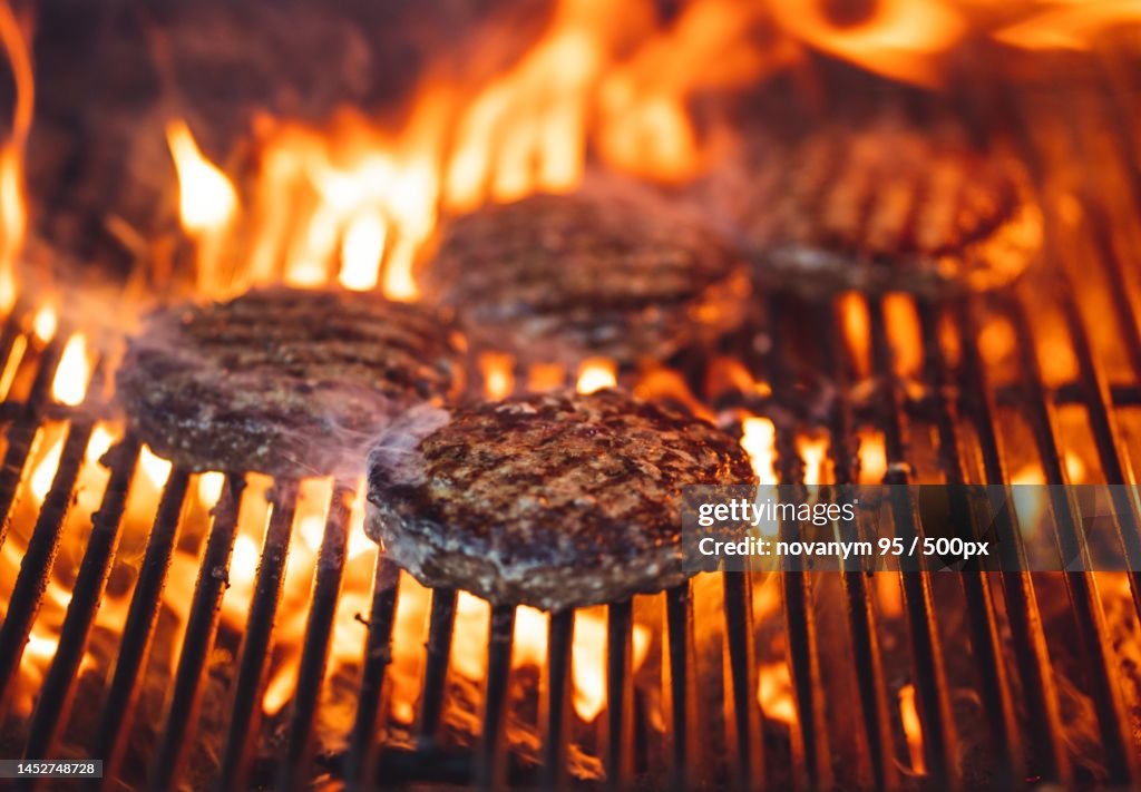 Close-up of meat on barbecue grill,Indonesia