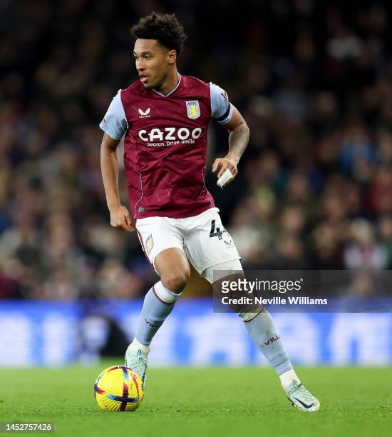 Boubacar Kamara of Aston Villa in action during the Premier League match between Aston Villa and Liverpool FC at Villa Park on December 26, 2022 in...