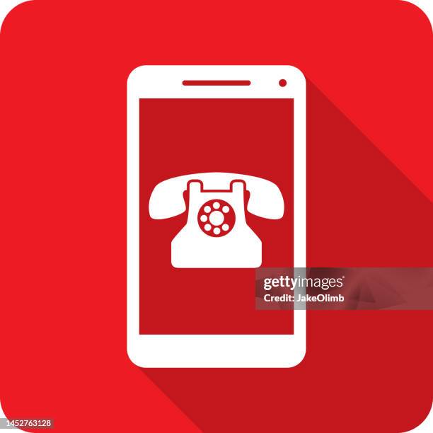 stockillustraties, clipart, cartoons en iconen met rotary telephone smartphone icon silhouette - rotary phone