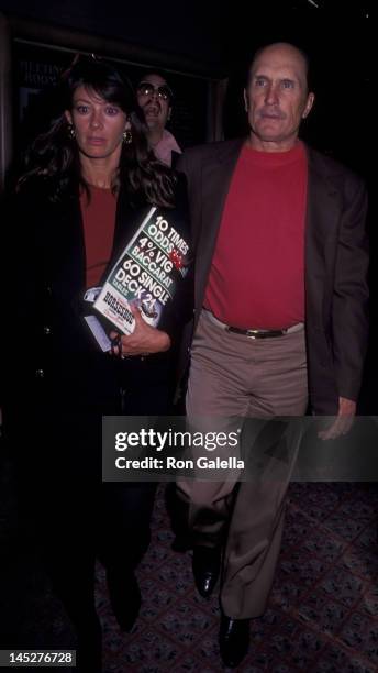 Robert Duvall and wife Sharon Brophy attend Holyfield vs. Foreman Boxing Match on April 19, 1991 at the Trump Plaza Hotel in Atlantic City, New...