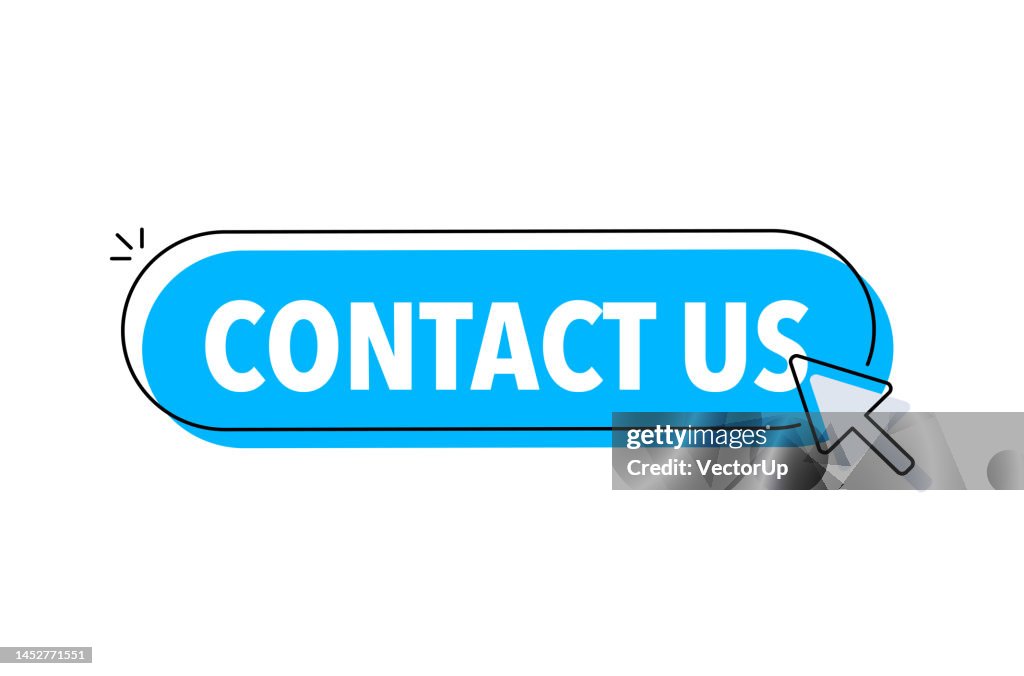 Contact Us Button With Cursor Pointer Click Vector Web Button High-Res ...
