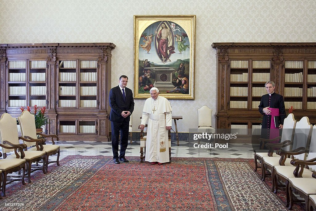 Pope Benedict XVI Meets With Czech Republic Prime Minister