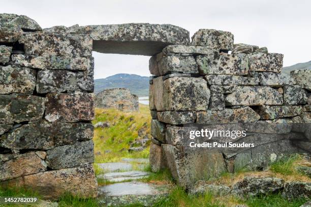 hvalsey norse ruins, greenland - qaqortoq greenland stock pictures, royalty-free photos & images