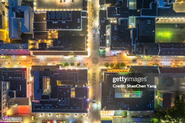 aerial view of city center at midnight - jyväskylä stock-fotos und bilder