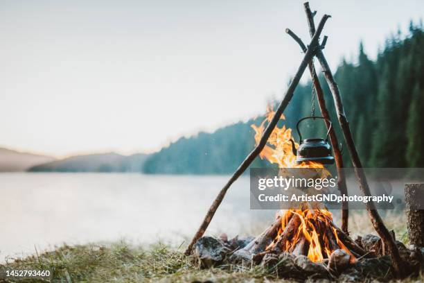 camping coziness. - smokey mountain spring stock pictures, royalty-free photos & images