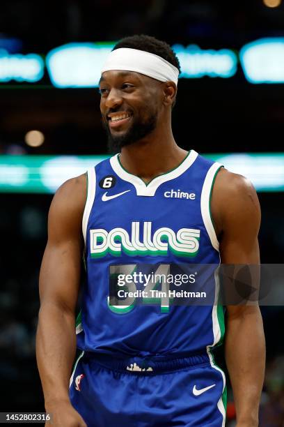 Kemba Walker of the Dallas Mavericks on the court against the New York Knicks in the first quarter at American Airlines Center on December 27, 2022...
