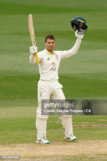 Alex Carey of Australia day three of the Second Test match in the series between Australia and South Africa at Melbourne Cricket Ground on December...