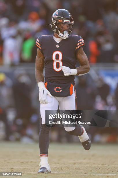 Keal Harry of the Chicago Bears looks on against the Buffalo Bills at Soldier Field on December 24, 2022 in Chicago, Illinois.