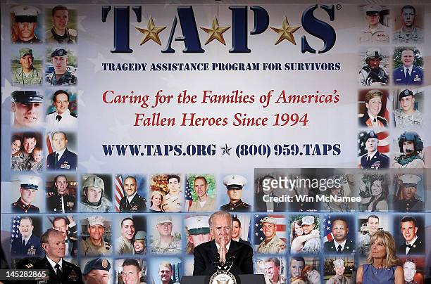 Vice President Joe Biden speaks at the 18th annual Tragedy Assistance Program for Survivors Seminar as Joint Chiefs of Staff Chairman Gen. Martin...