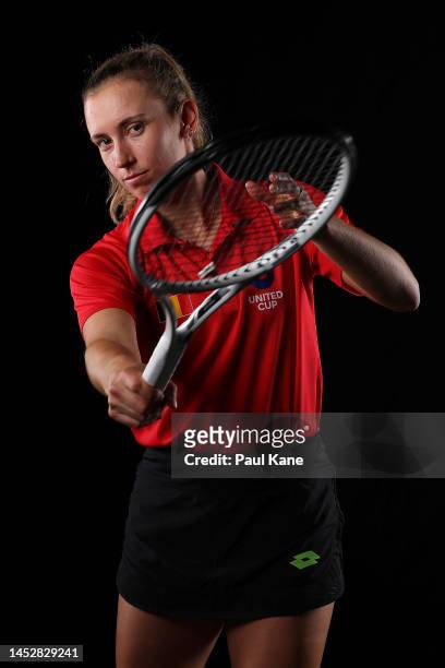 Elise Mertens of Belgium poses during a 2023 United Cup media opportunity at RAC Arena on December 28, 2022 in Perth, Australia.