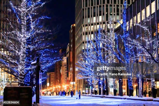 illuminated city - sapporo - 札幌 stock-fotos und bilder