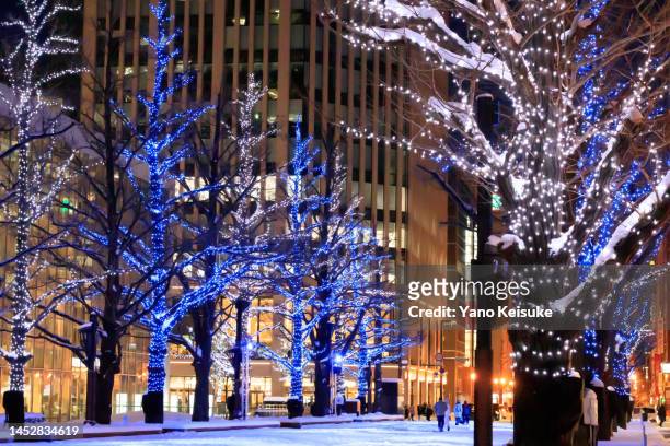 illuminated city - sapporo - 札幌 stock pictures, royalty-free photos & images