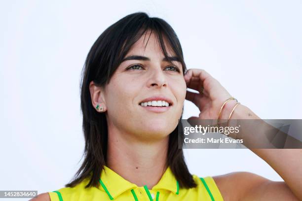 Ajla Tomljanovic of Australia poses during a media opportunity ahead of the 2023 United Cup at Ken Rosewall Arena on December 28, 2022 in Sydney,...