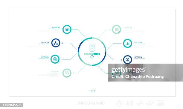 stockillustraties, clipart, cartoons en iconen met business data visualization. timeline infographic icons designed for abstract background template stock illustration infographic, number 8, timeline - visual aid, icon set, circle, pie chart - getal 8