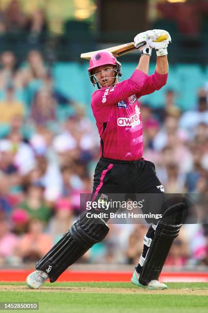 Josh Philippe of the Sixers bats during the Men's Big Bash League match between the Sydney Sixers and the Melbourne Renegades at Sydney Cricket...