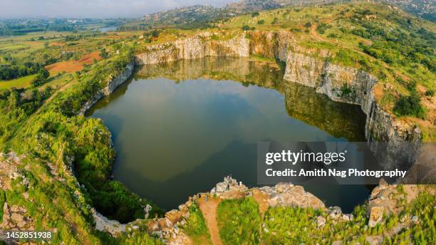 chota ladakh aka dodda ayur abandoned quarry - reflection water india stock pictures, royalty-free photos & images