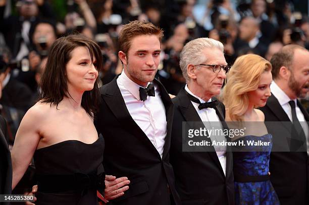 Sarah Gadon, director David Cronenberg, actor Robert Pattinson and actor Juliet Binoche attend the "Cosmopolis" premiere during the 65th Annual...