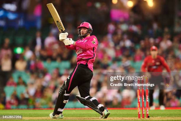 James Vince of the Sixers is bowled out by Will Sutherland of the Renegades during the Men's Big Bash League match between the Sydney Sixers and the...