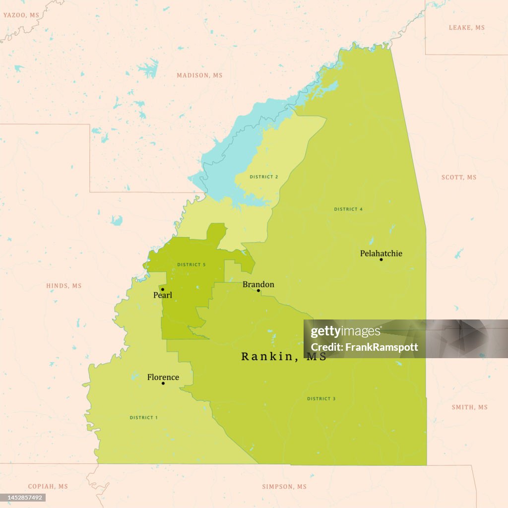 MS Rankin County Vector Map Green