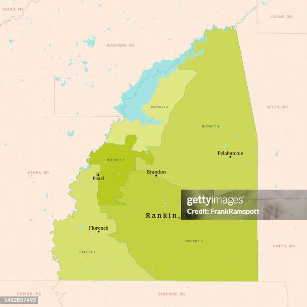 ms rankin county vector map green - brandon mississippi stock illustrations