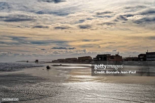 port-la-nouvelle beach, a stormy day - aude stock pictures, royalty-free photos & images
