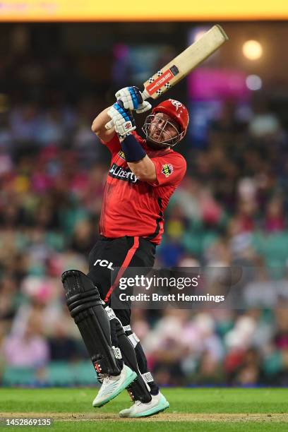 Aaron Finch of the Renegades bats during the Men's Big Bash League match between the Sydney Sixers and the Melbourne Renegades at Sydney Cricket...